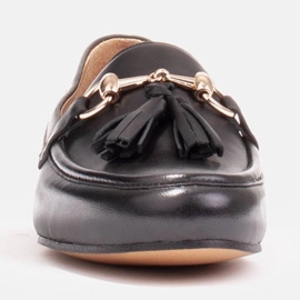 Marco Shoes Loafersy skórzane z frędzlami czarne 1