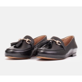 Marco Shoes Loafersy skórzane z frędzlami czarne 6