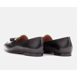 Marco Shoes Loafersy skórzane z frędzlami czarne 8