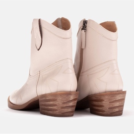 Marco Shoes Skórzane kowbojki z ozdobnymi przeszyciami 2188B-1278-042-1 beżowy 7