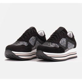 Marco Shoes Sneakersy na grubej podeszwie z naturalnego zamszu 2228P-1286-041-001-1 czarne szare 4
