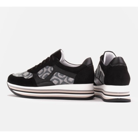 Marco Shoes Sneakersy na grubej podeszwie z naturalnego zamszu 2228P-1286-041-001-1 czarne szare 5
