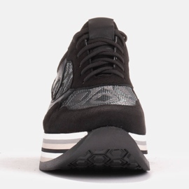 Marco Shoes Sneakersy na grubej podeszwie z naturalnego zamszu 2228P-1286-041-001-1 czarne szare 2