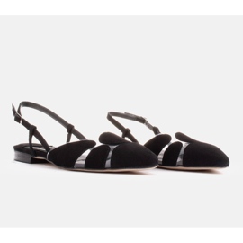 Marco Shoes Sandały z zamszu oraz transparentnego materiału czarne 3