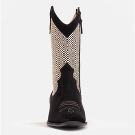 Marco Shoes Kowbojki w połączeniu zamszu z tkaniną czarne 3