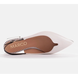 Marco Shoes Niskie czółenka z odkrytą piętą z delikatnej skóry naturalnej białe czarne 7