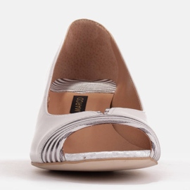 Marco Shoes Czółenka z metalicznym obcasem białe wielokolorowe srebrny 7