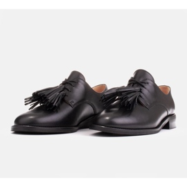 Marco Shoes Półbuty sznurowane z frędzlami czarne 6