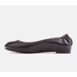 Marco Shoes Baleriny z płaską ozdobą skórzaną czarne 1