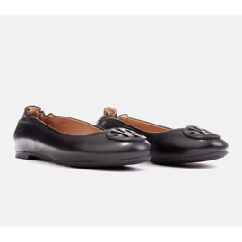 Marco Shoes Baleriny z płaską ozdobą skórzaną czarne 2