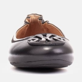 Marco Shoes Baleriny z płaską ozdobą skórzaną czarne 7