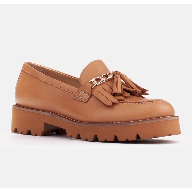 Marco Shoes Mokasyny ze złotym łańcuchem na lekkiej podeszwie beżowy 1