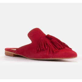 Marco Shoes Klapki z ozdobnymi frędzlami czerwone 1