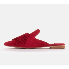 Marco Shoes Klapki z ozdobnymi frędzlami czerwone 3