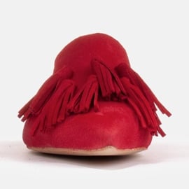Marco Shoes Klapki z ozdobnymi frędzlami czerwone 2