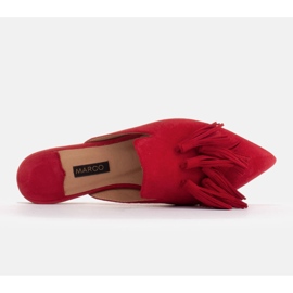 Marco Shoes Klapki z ozdobnymi frędzlami czerwone 5