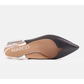 Marco Shoes Niskie czółenka z odkrytą piętą z delikatnej skóry naturalnej białe czarne 6