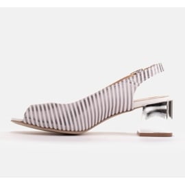 Marco Shoes Wygodne sandały damskie z ciekawą skórą białe wielokolorowe srebrny 3