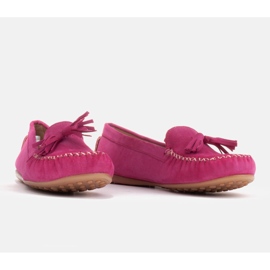 Marco Shoes Baleriny mokasyn z fioletowego zamszu 1979P-770-1 różowe 5