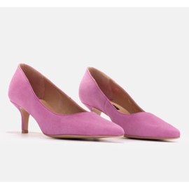Marco Shoes Eleganckie szpilki na niższym obcasie różowe 3