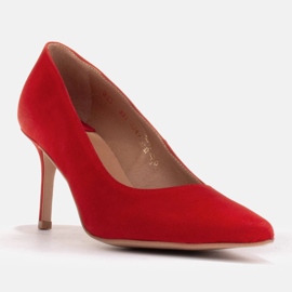 Marco Shoes Eleganckie szpilki zamszowe czerwone 1