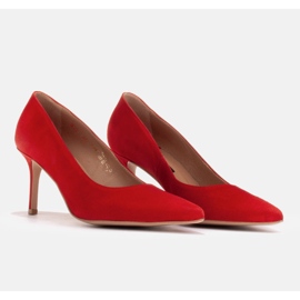 Marco Shoes Eleganckie szpilki zamszowe czerwone 4