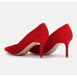 Marco Shoes Eleganckie szpilki zamszowe czerwone 3