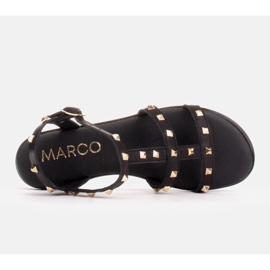 Marco Shoes Skórzane sandały ze złotymi ćwiekami czarne 6