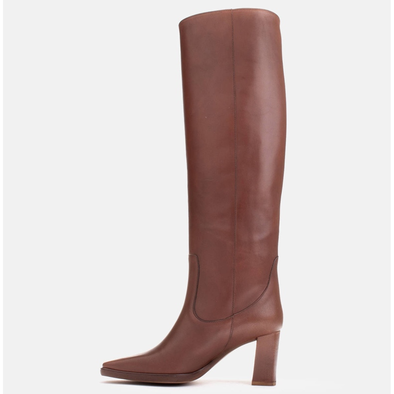 Marco Shoes Wysokie klasyczne kozaki brązowe 1