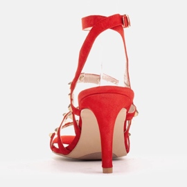 Marco Shoes Sandały zamszowe z ćwiekami ozdobnymi czerwone 3