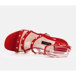 Marco Shoes Sandały zamszowe z ćwiekami ozdobnymi czerwone 2