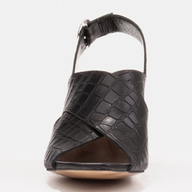 Marco Shoes Skórzane sandały damskie ze skóry w pocięte pasy czarne 2