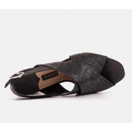 Marco Shoes Skórzane sandały damskie ze skóry w pocięte pasy czarne 4