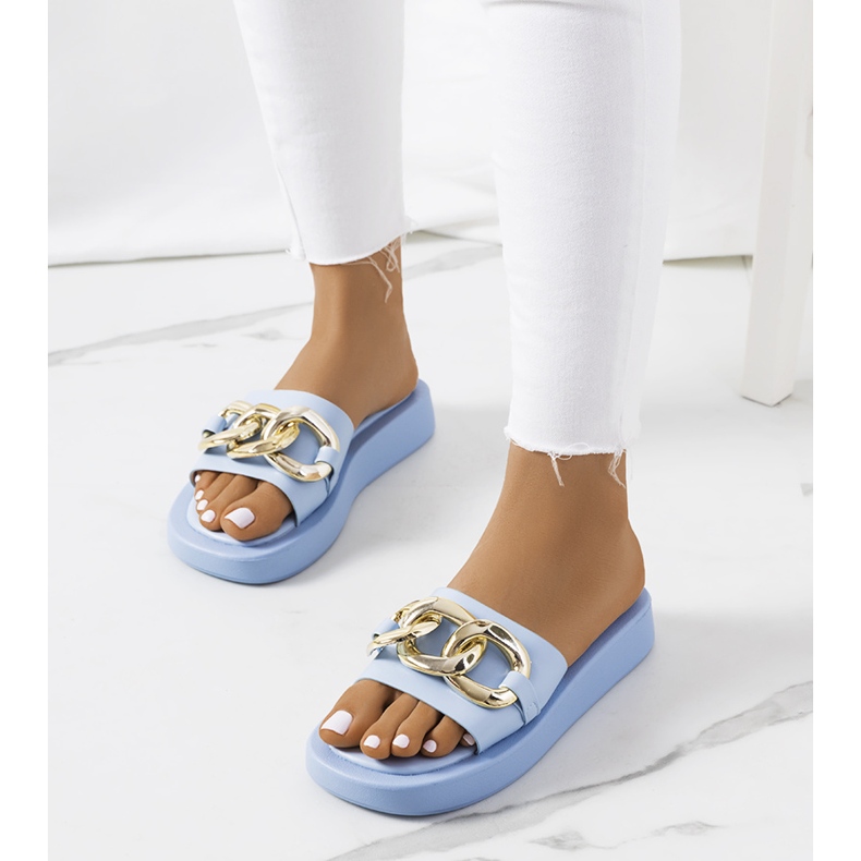 Niebieskie klapki z łańcuchem Bragg 1