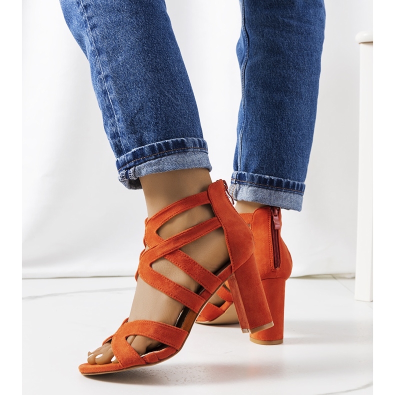 Pomarańczowe sandały na słupku Maddox 1