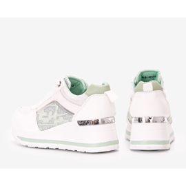 Białe sneakersy na koturnie Vildan zielone 2