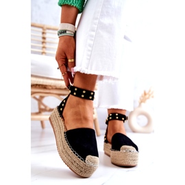 FB2 Espadryle Sandały Z Dżetami Czarne Lillian 2