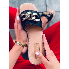Klapki espadryle z łańcuchem Doria Black czarne 1
