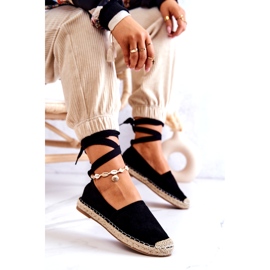 FB1 Wiązane Zamszowe Espadryle Czarne Ismanne 4