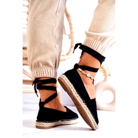 FB1 Wiązane Zamszowe Espadryle Czarne Ismanne 5