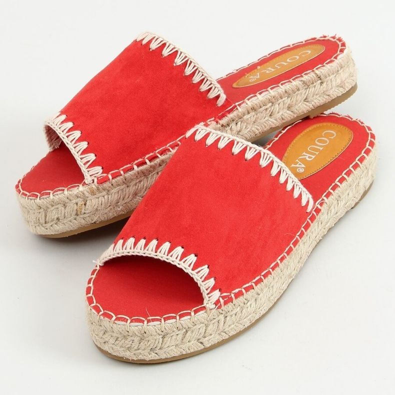 Klapki damskie espadryle Leven Red czerwone 1