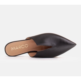 Marco Shoes Skórzane klapki z wycięciem czarne 6