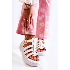 PG1 Modne Sandały Z Paskami Białe Malien 1