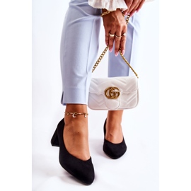 Zamszowe Czółenka Na Niskim Słupku Czarne Torino 2