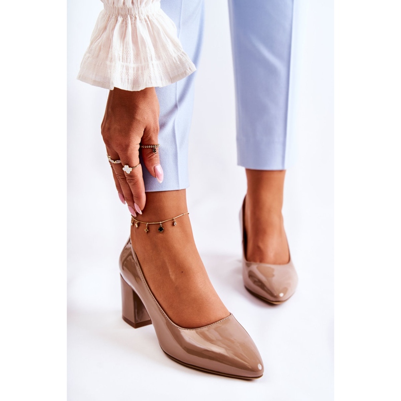 Lakierowane Czółenka Sergio Leone PB411 Brązowe 1