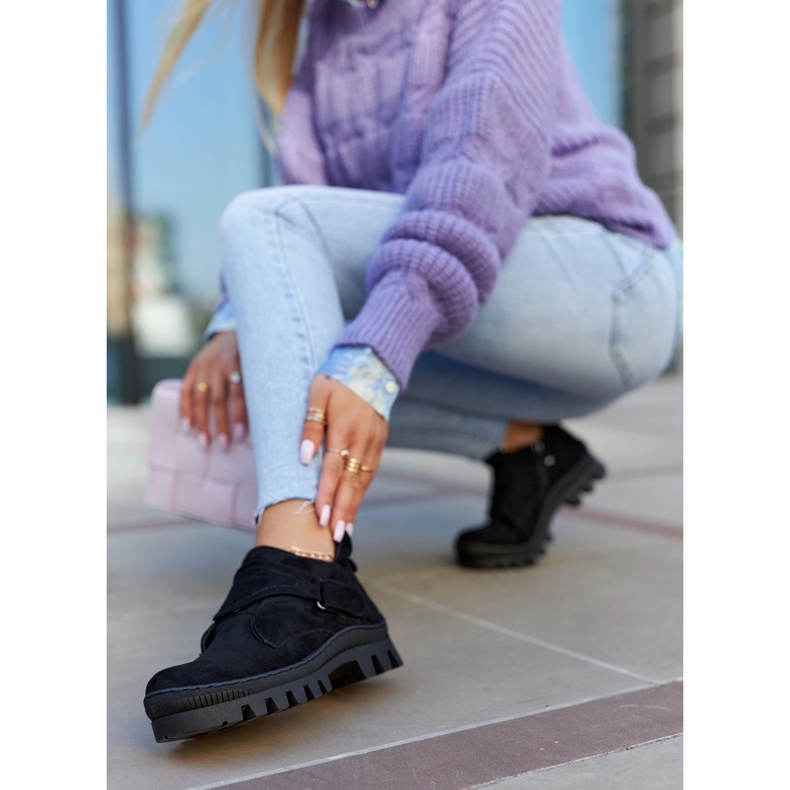 S.Barski Zamszowe Botki Trapery Na Suwak Czarne Remgate 1