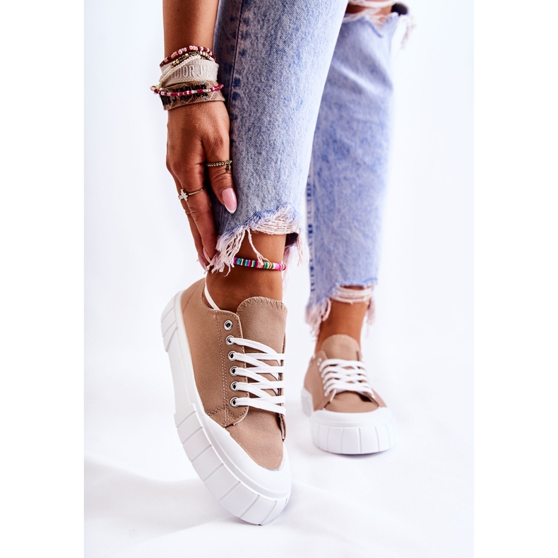 Damskie Trampki Na Platformie Brązowe Comes 2