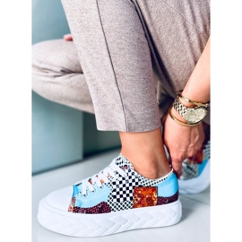 Trampki na wysokiej podeszwie Madi Red Jacquard Weave wielokolorowe 1