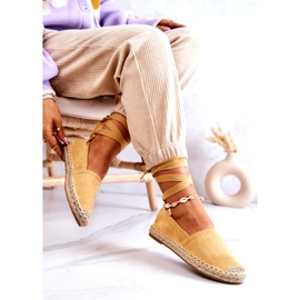 FB1 Wiązane Zamszowe Espadryle Żółte Ismanne 4