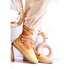 FB1 Wiązane Zamszowe Espadryle Żółte Ismanne 3